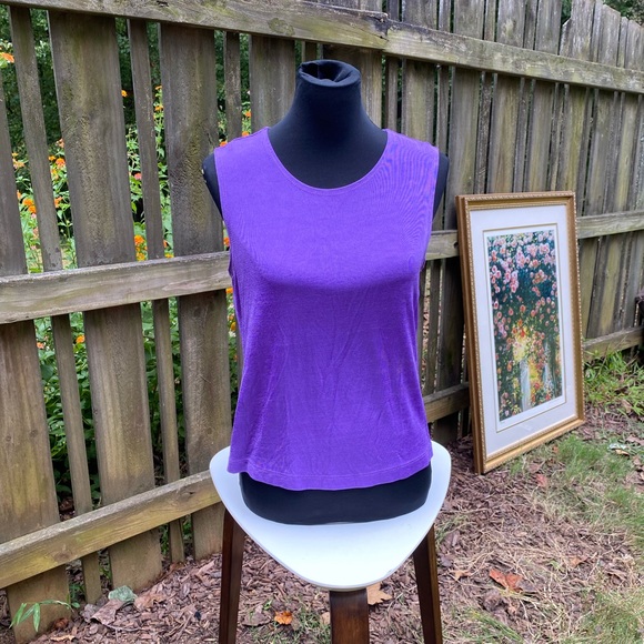 Vintage 90s Slinky Purple Cropped Top - Stretch Fit, Y2K Vibes, Size Large - Picture 4 of 7